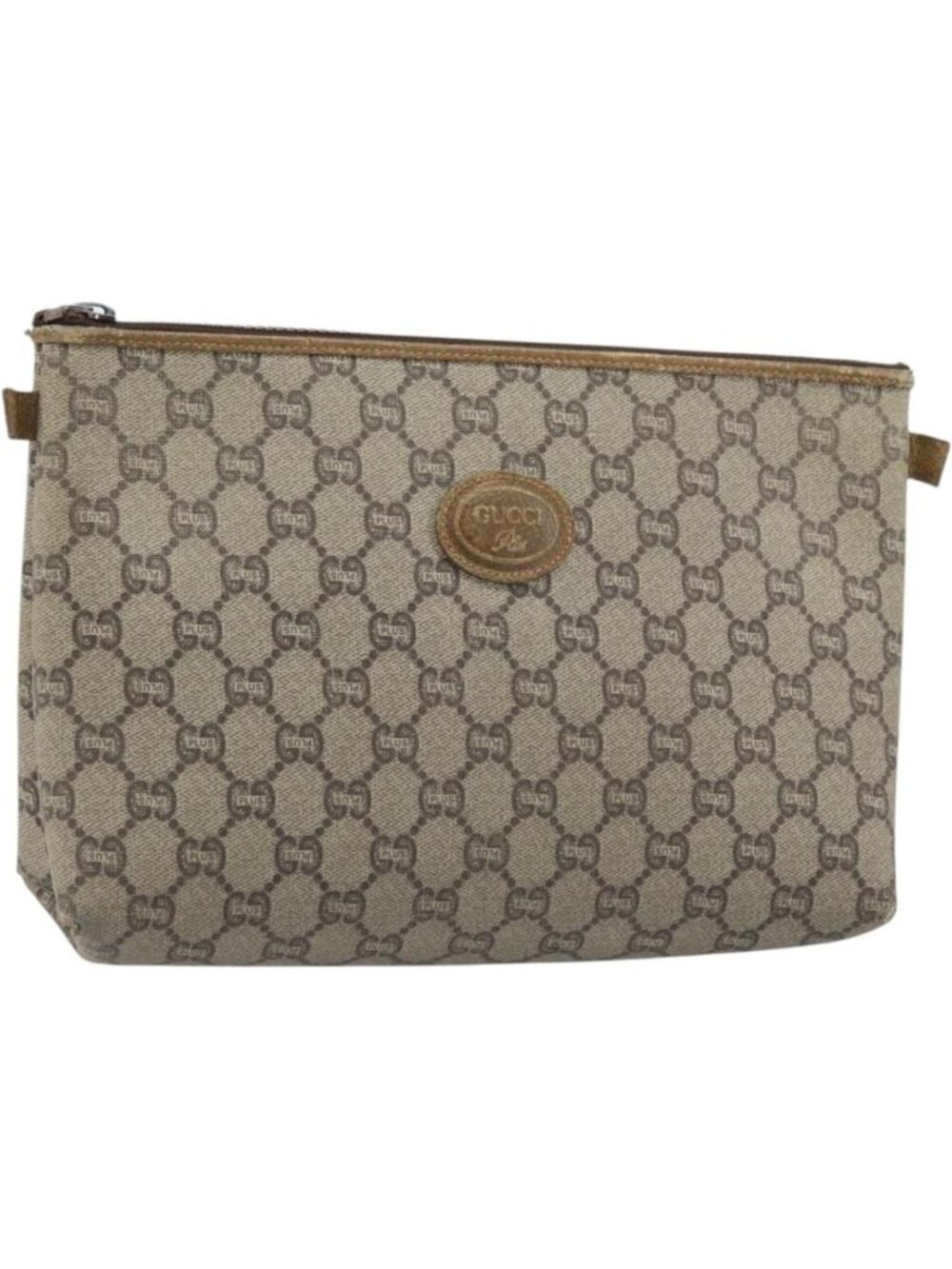 GUCCI GG Plus Supreme Clutch Bag PVC Beige